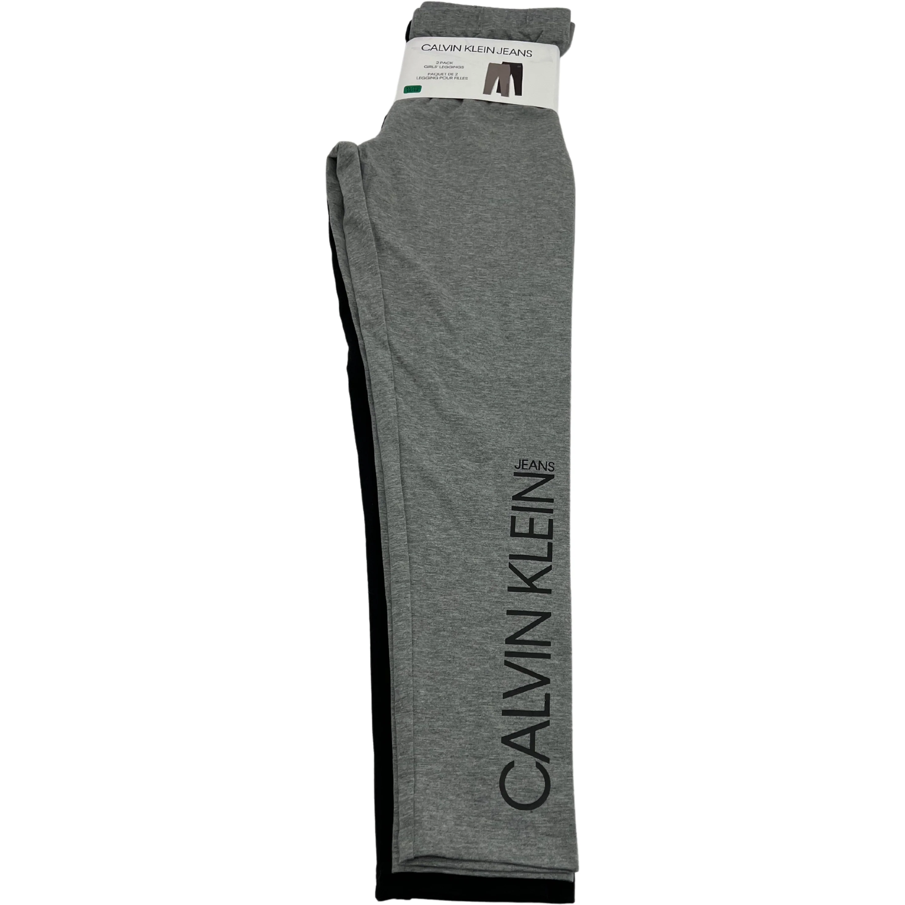 Calvin Klein Jeans Girl's Leggings / 2 Pack / Black & Grey / Size XLarge (14/16)