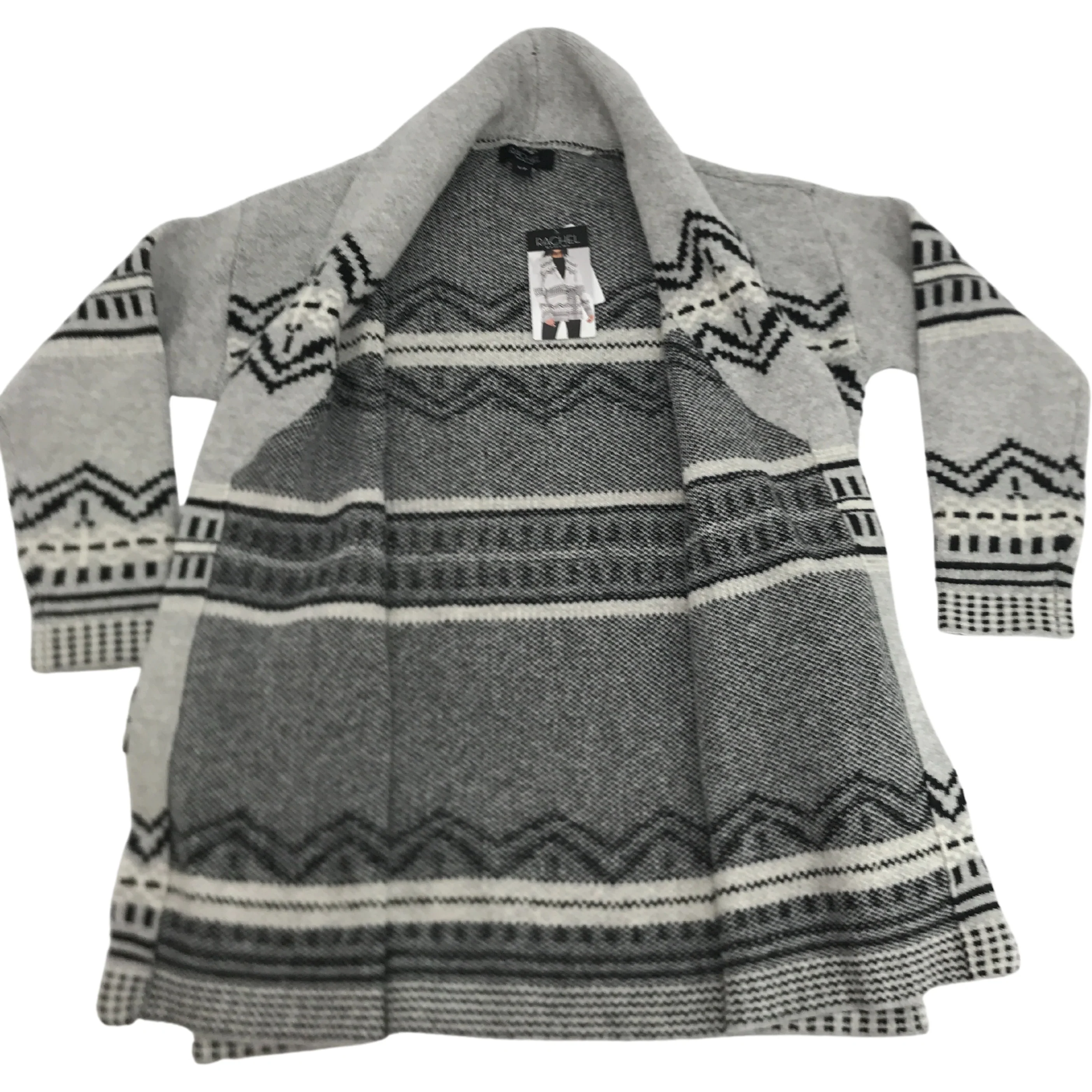 Rachel Roy Women's Tie Up Sweater: Grey & Black Patterned / Small