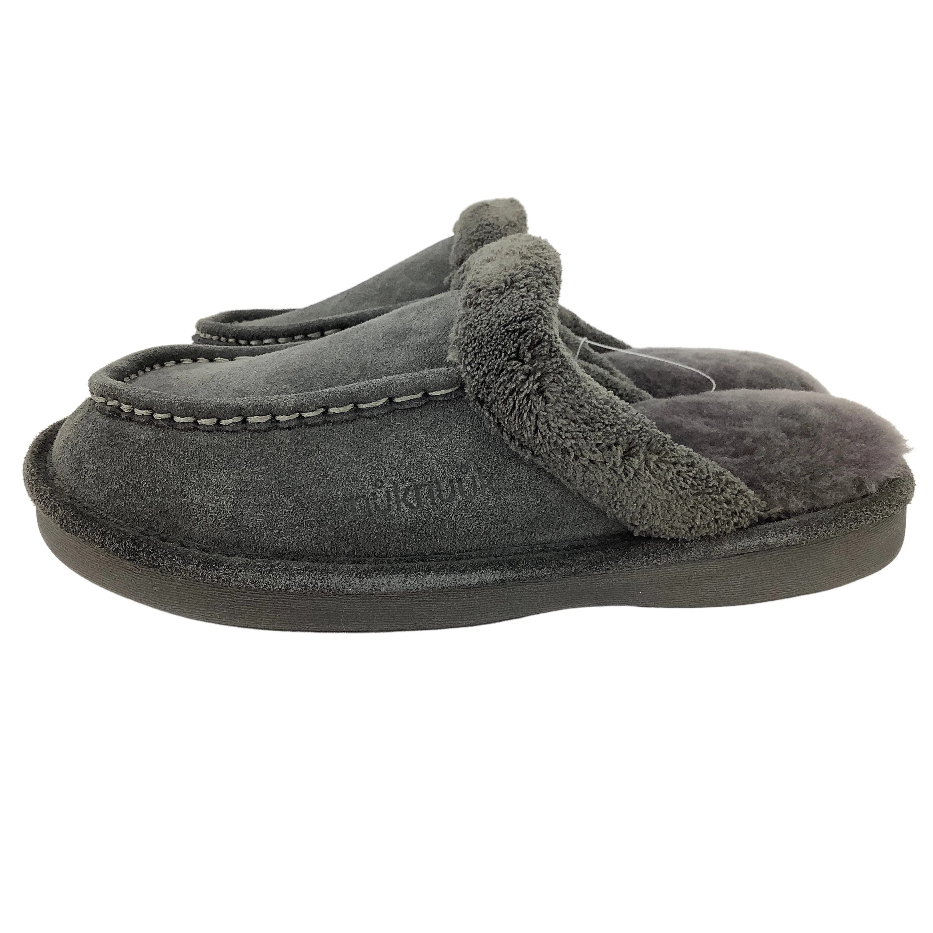 NukNuuk Men's Slippers / Leather / Grey / Size 10