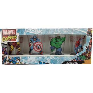 Marvel Comics Pint Glass Set / 4 Pack / Classic Style / Iron Man, Hulk, Spider-Man, Captain America