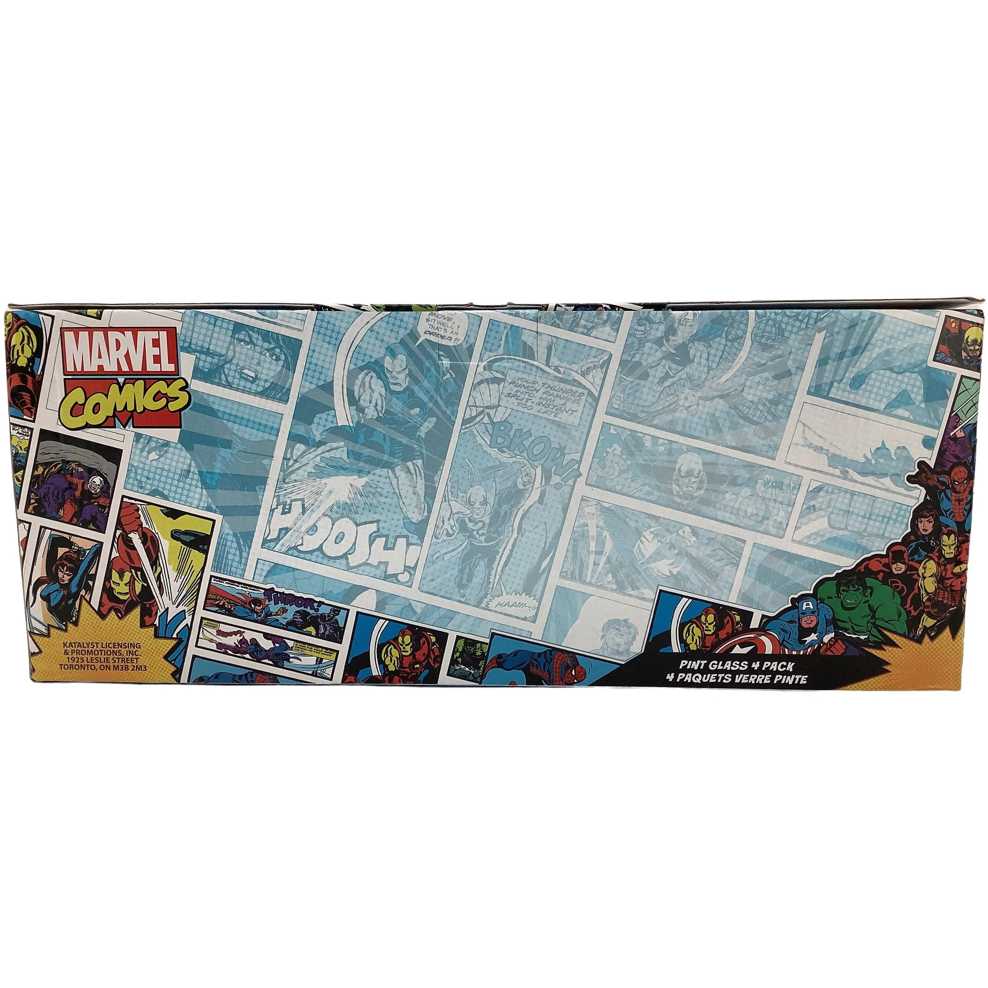 Marvel Comics Pint Glass Set / 4 Pack / Classic Style / Iron Man, Hulk, Spider-Man, Captain America