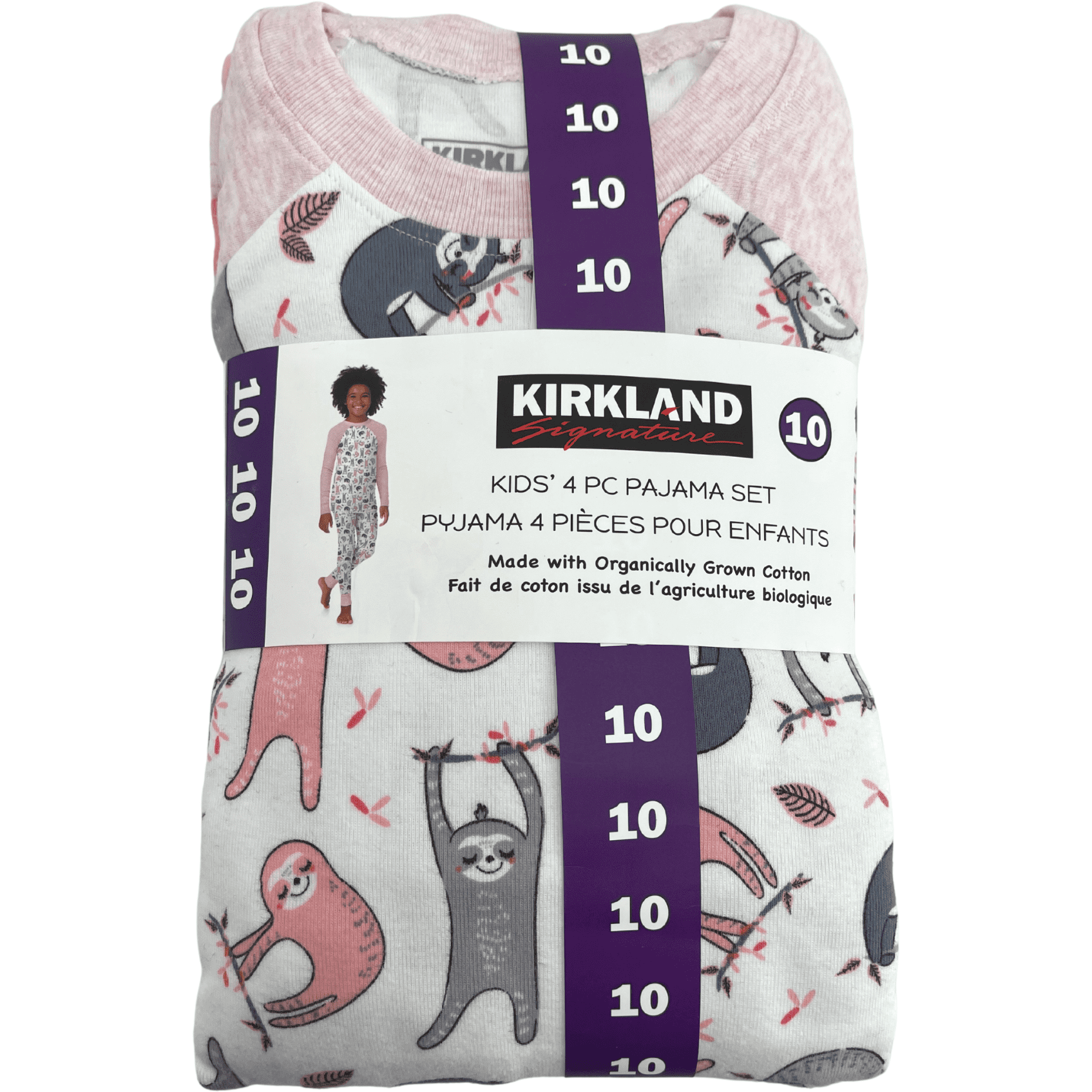 Kirkland Girl's Pyjama Set / 4 Piece Set / Pink & Grey / Size 10