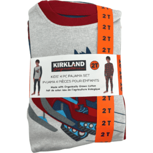 Kirkland Boy's Pyjama Set / 4 Piece Set / Grey, Red & Blue / Size 2T