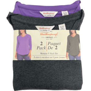 Weatherproof Women's V-Neck Tee Pack / Purple & Grey / Various Sizes
