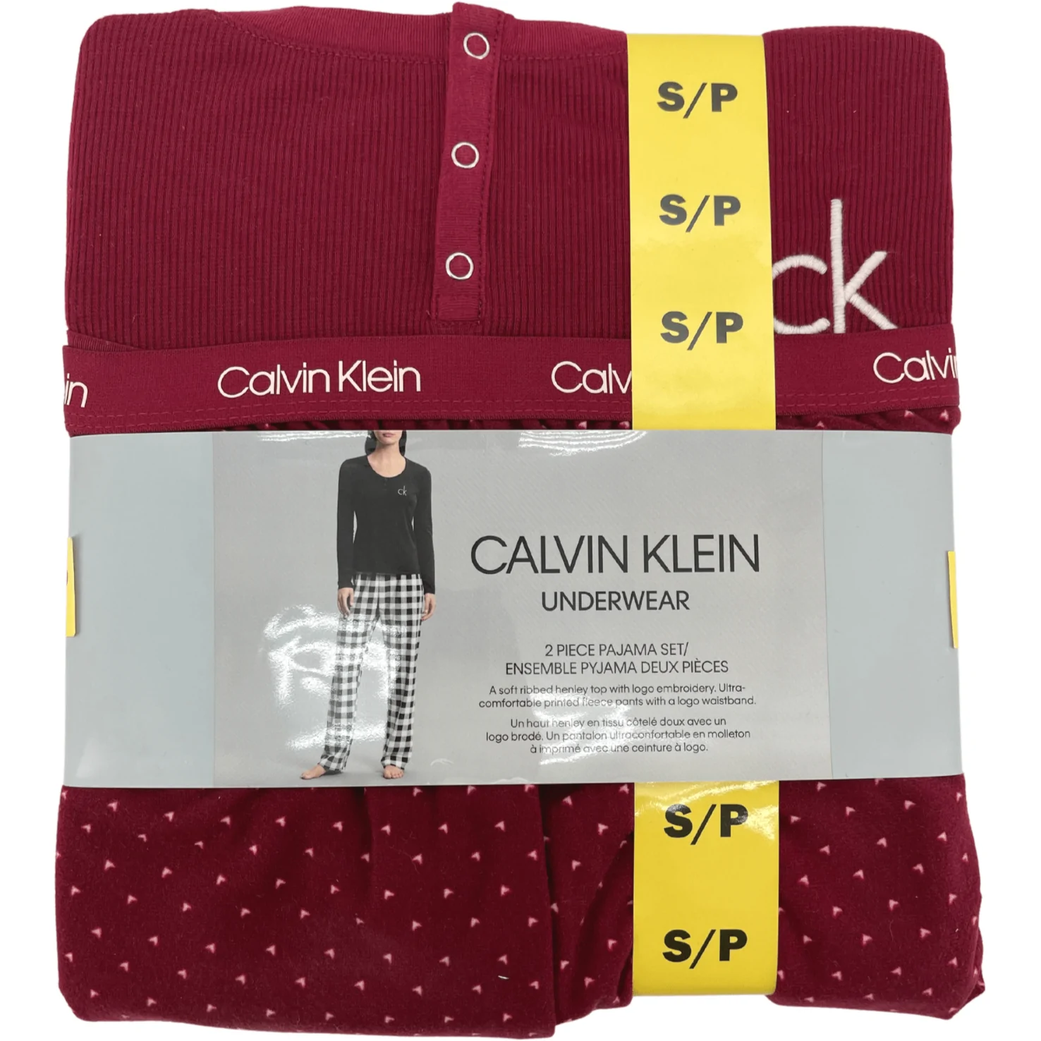 Calvin Klein Women's Pyjama Set / 2 Piece Set / Burgundy / Size Small