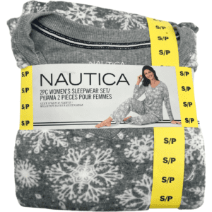 Nautica Women's Pyjama Set / 2 Piece Set / Snowflake Theme / Grey & White / Various Sizes