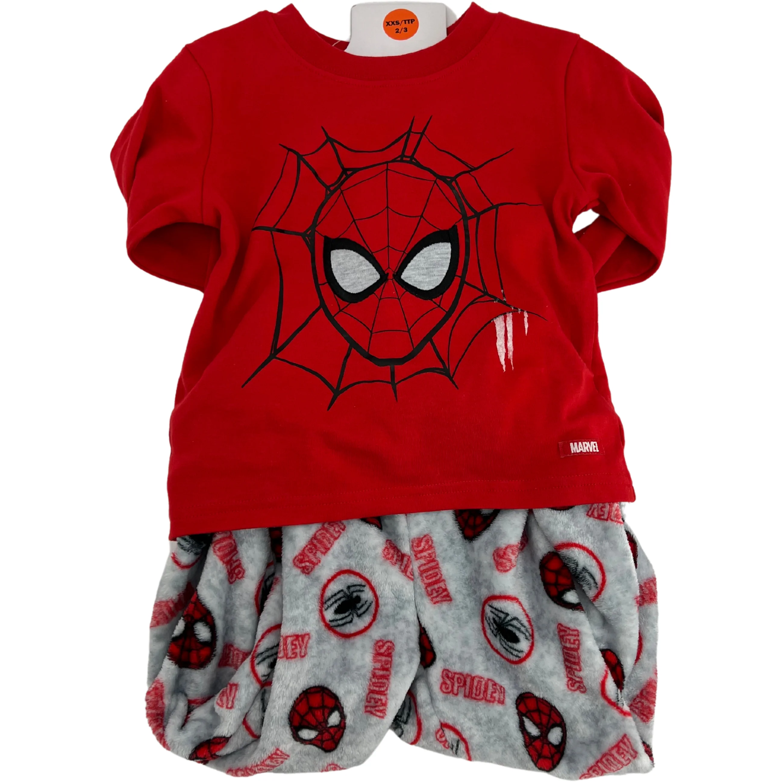 Spiderman Boy's Pajamas / 2 Piece Set / Size XXSmall (2/3) / Red & Grey