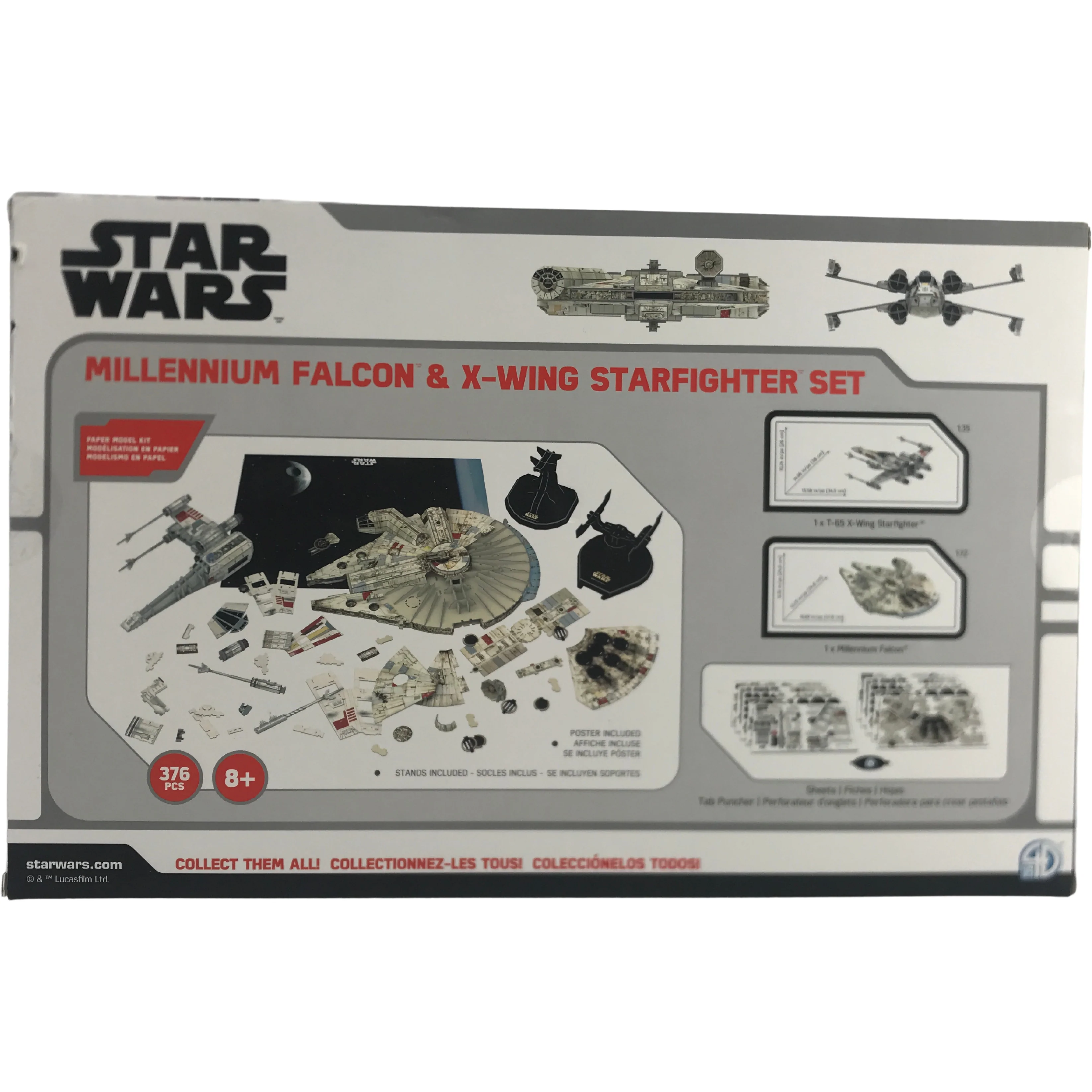 Star Wars Millennium Falcon & X-Wing StarFighter Building Set: 376 pieces