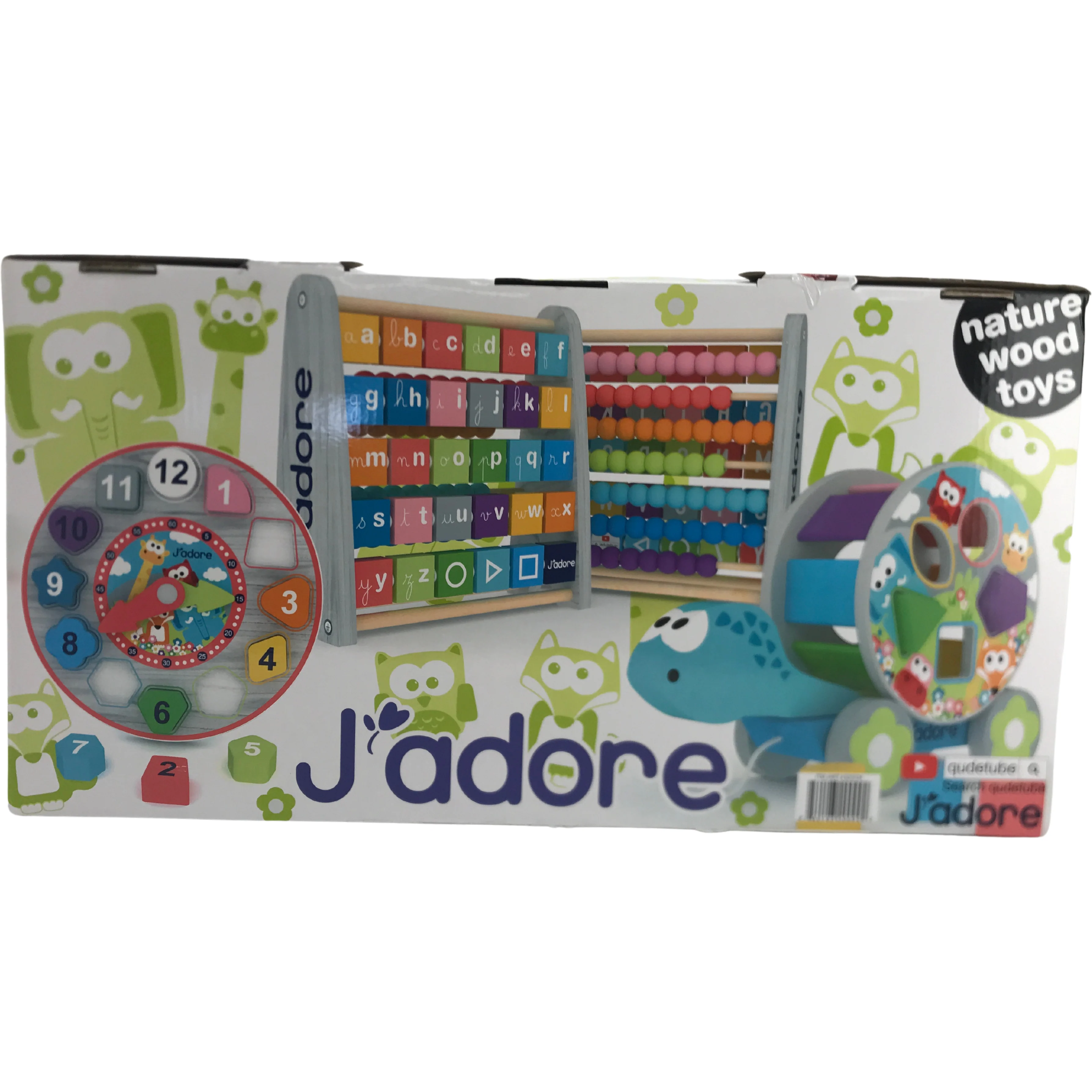 J'Adore Kid's Wooden Toys: Letters, Clock & Block Set / Children's Wooden Toys