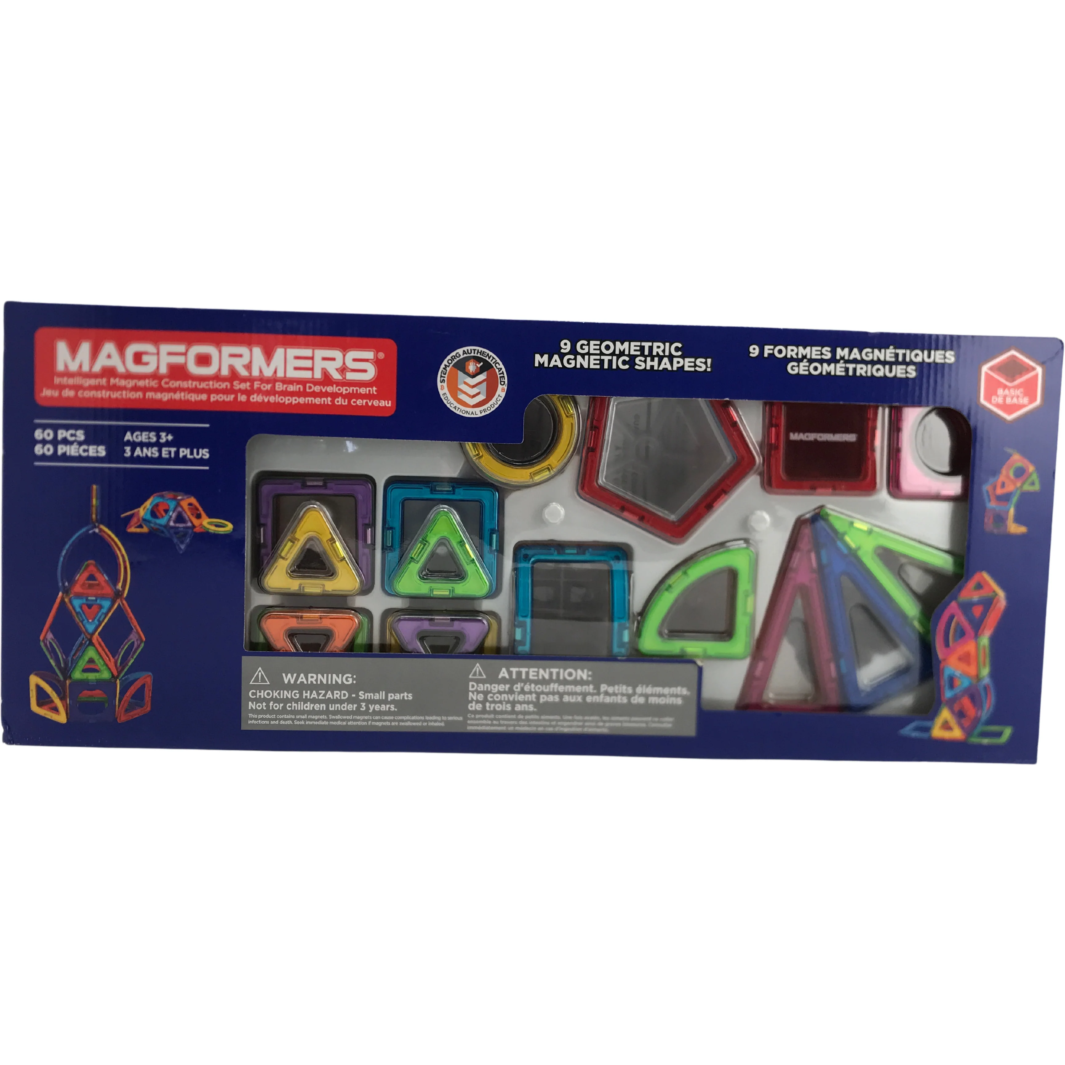 Magformers 9 Geometric Magnetic Shapes, 60 Pieces