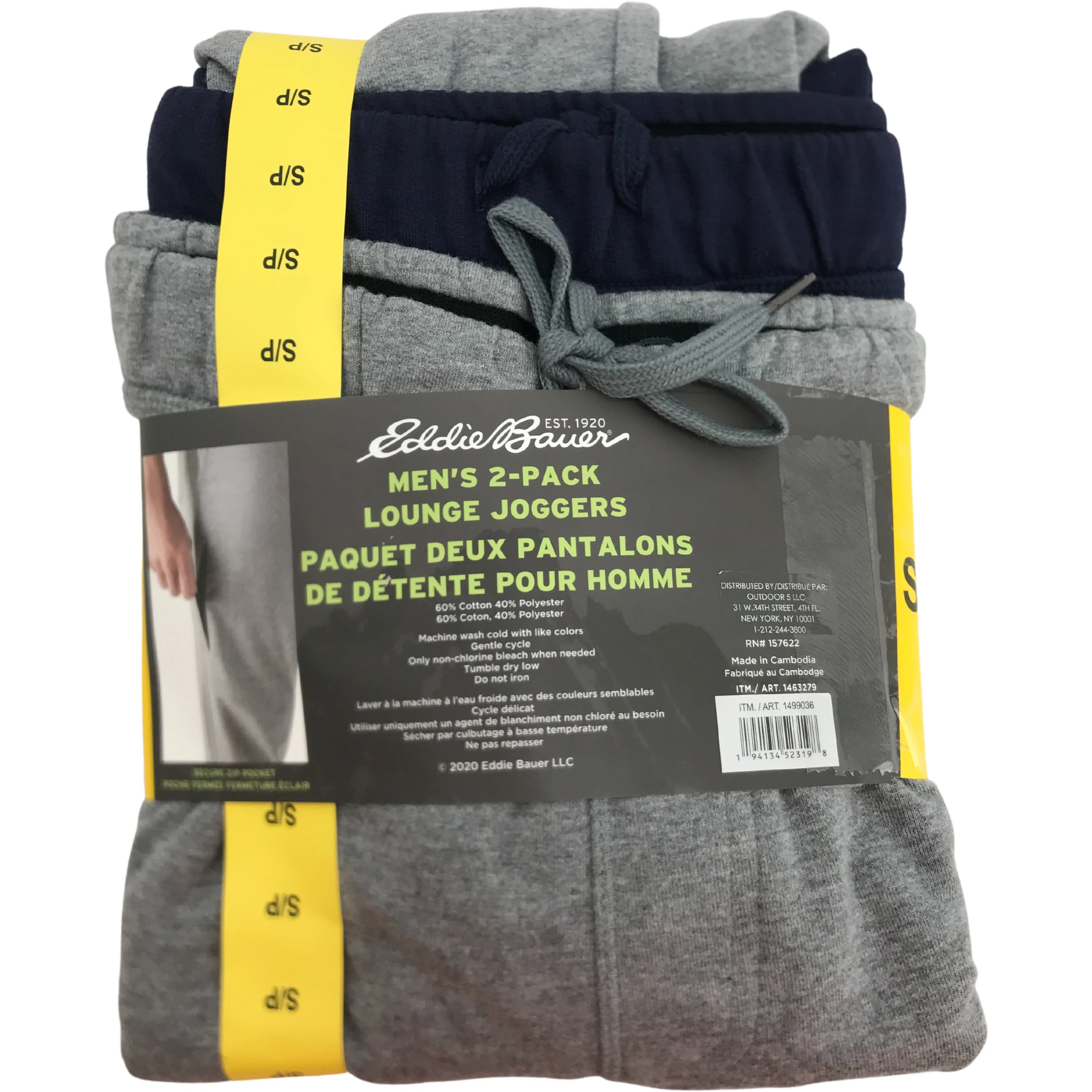 Eddie Bauer Men's Sweatpants: Jogging Pants / 2 Pack / Grey & Navy / Various Sizes