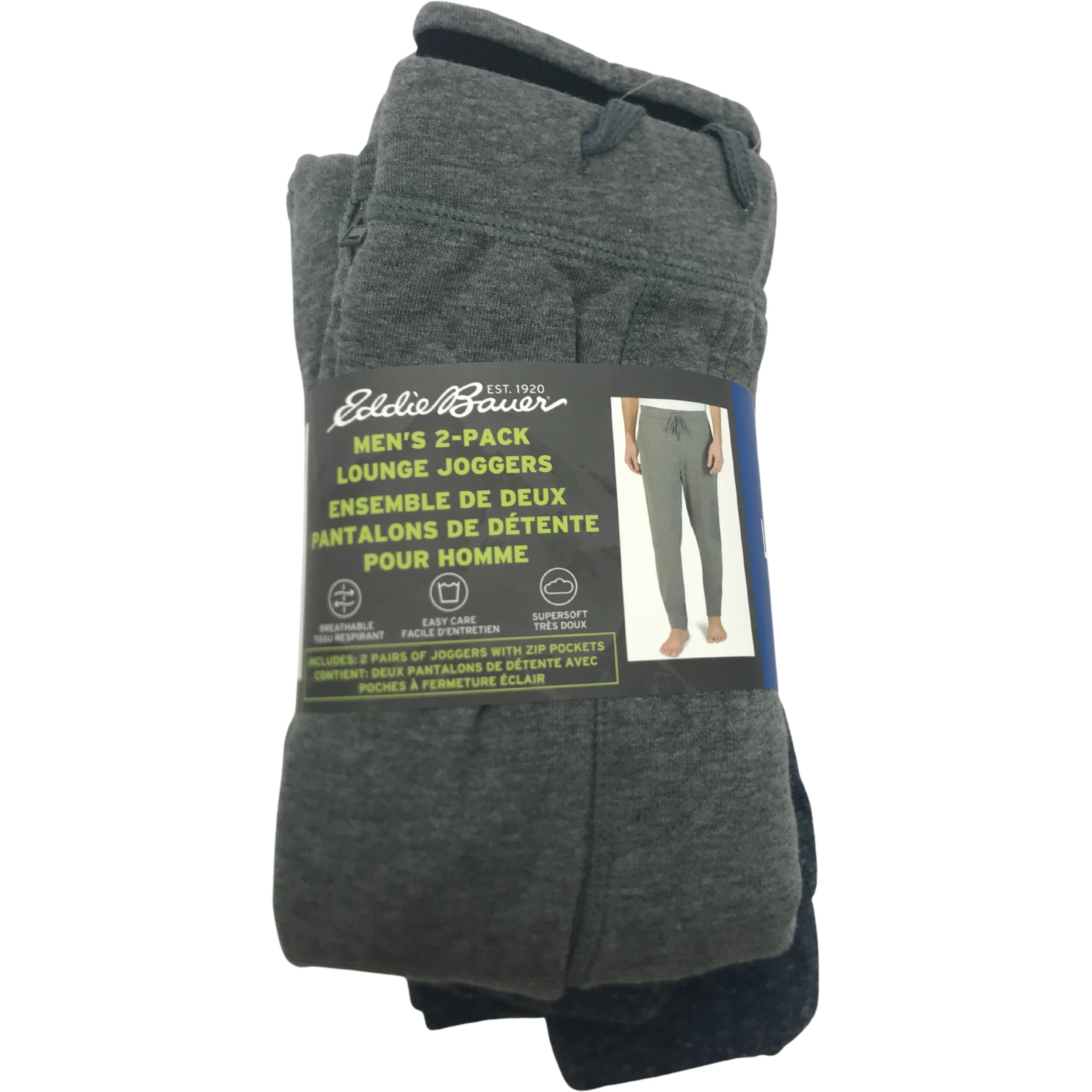 Eddie Bauer Men's Lounge Pants / Men's Sweatpants / Grey & Navy / 2 Pack / Various Sizes