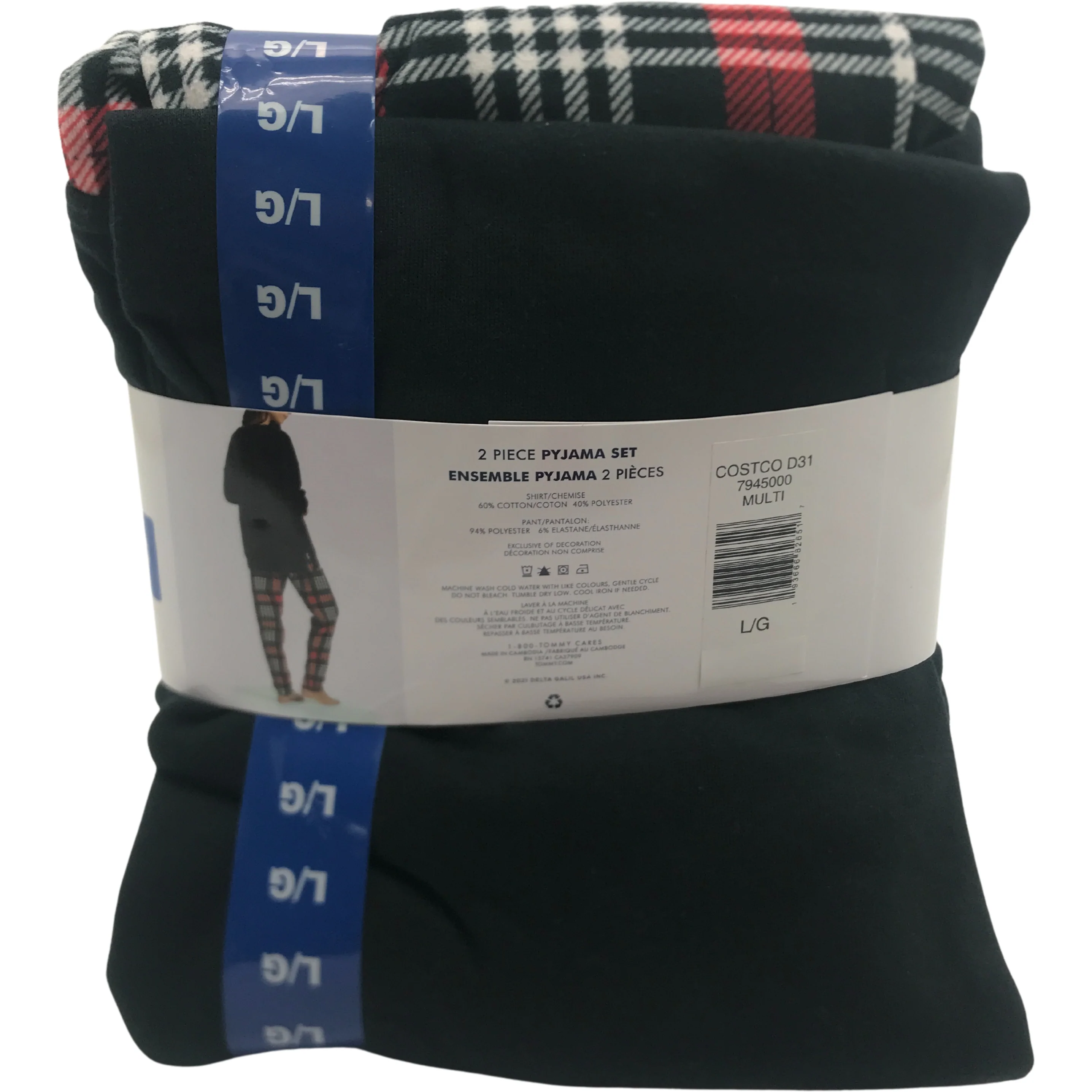 Tommy Hilfiger Women's Pajama Set: Black / Top & Pants Set / Size Large