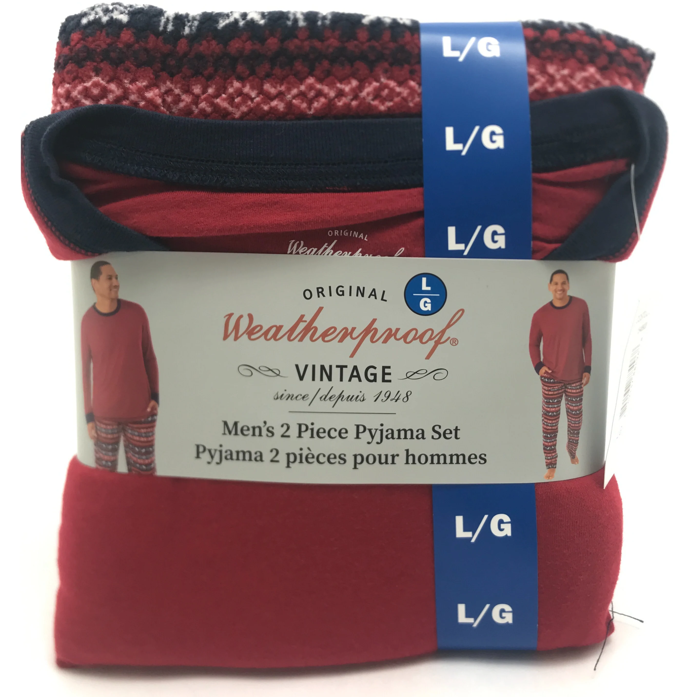 Weatherproof Men's Pyjama Set / Top & Bottom Set / Red & Navy / Various Sizes