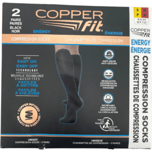 Copper Fit Unisex Energy Compression Socks / 2 Pack / Black / Size Small/Medium