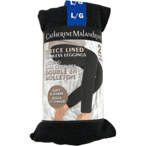 Catherine Malandrino Fleece Lined Seamless Leggings / Black & Charcoal / 2 Pack / Various Sizes