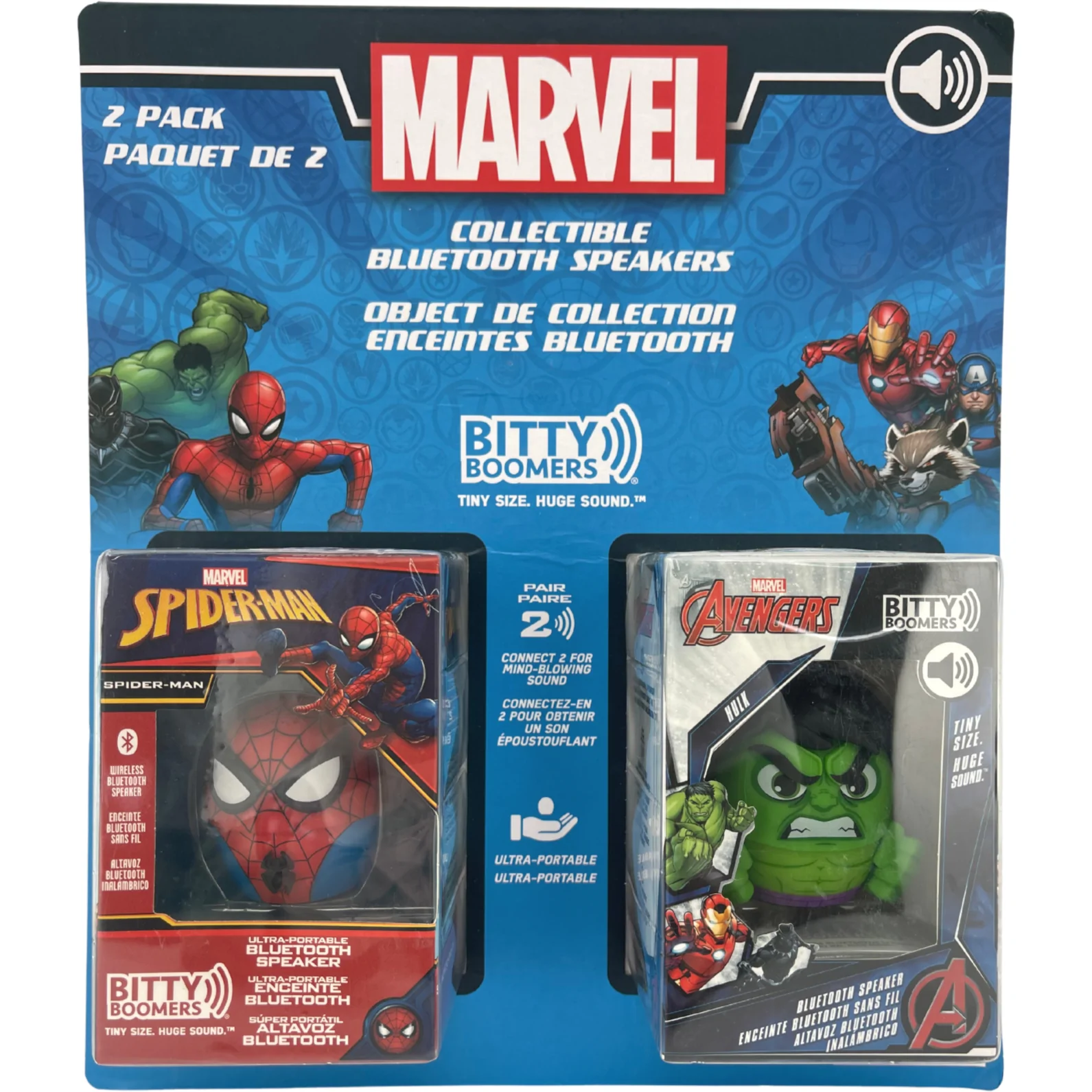 Marvel Bluetooth Speaker Pack / 2 Pack / Spider-Man and The Hulk / Bitty Boomers