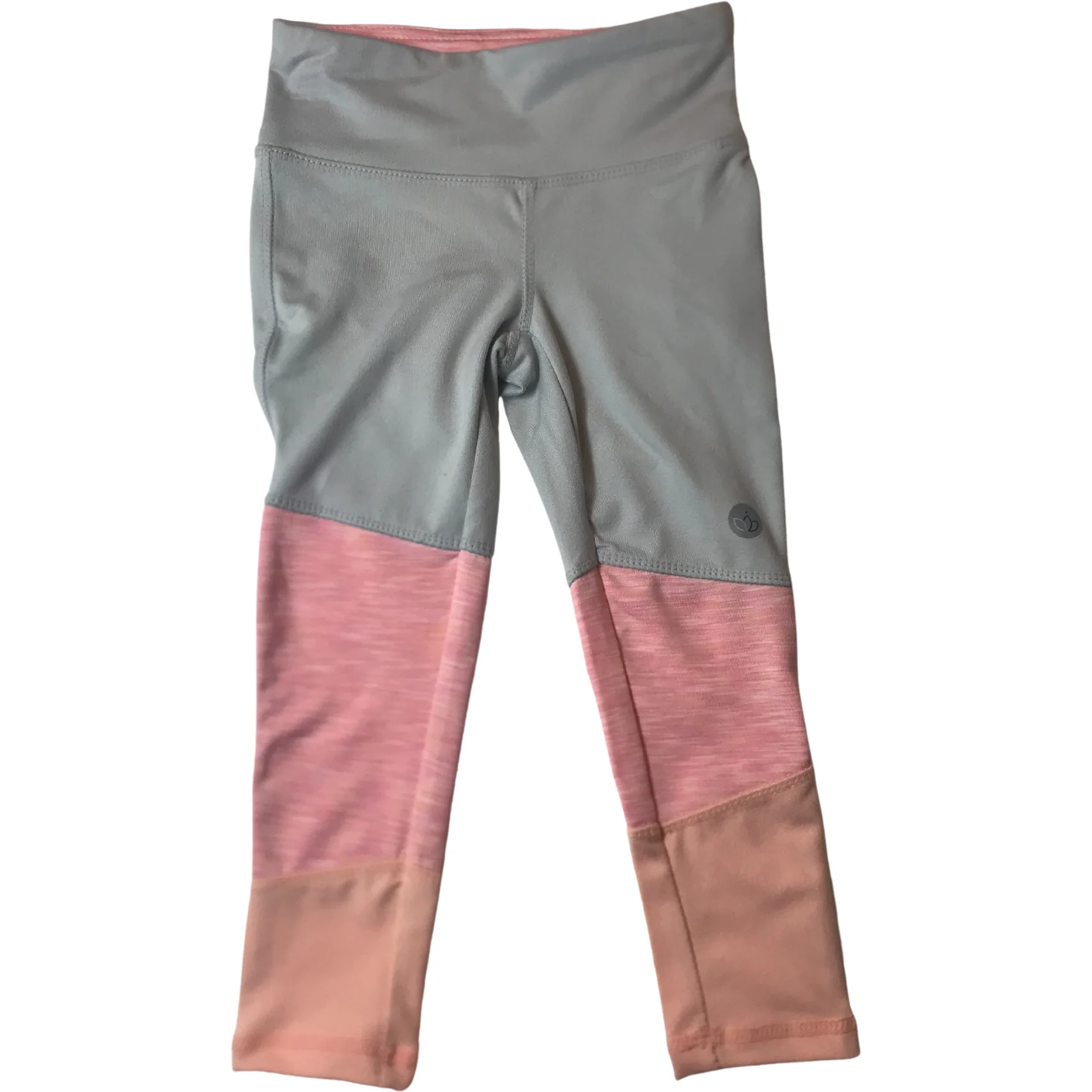 Jill Yoga Girl's Pants: Children's Yoga Pants / Grey & Pink / Size 2