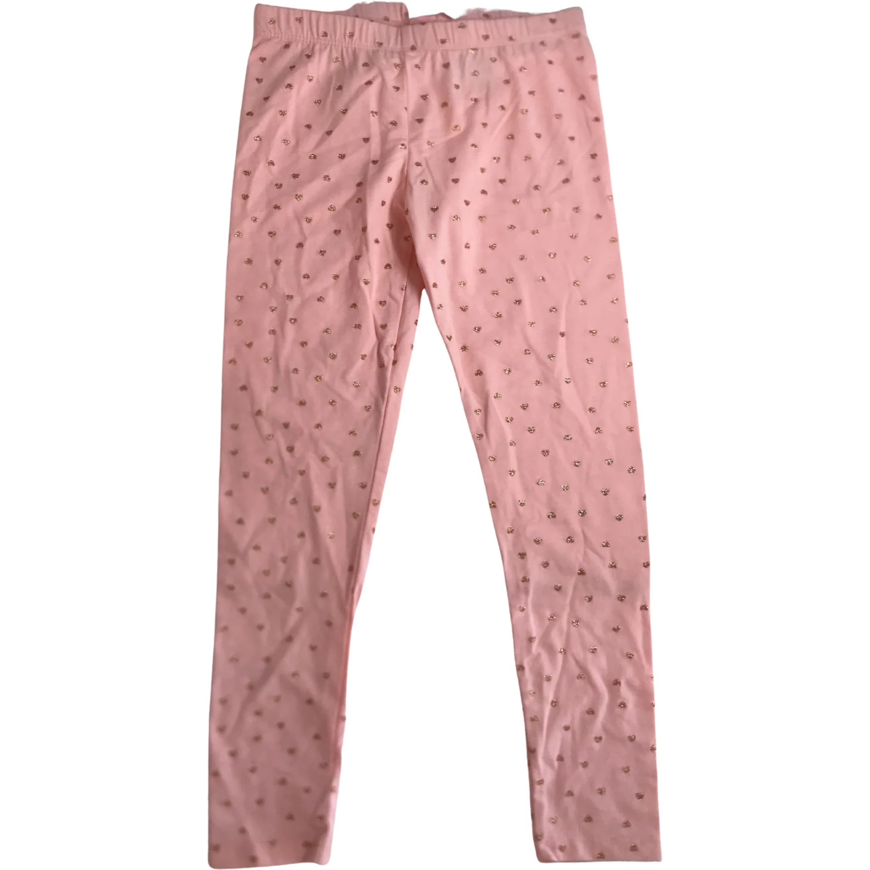 Epic Threads Girl's Leggings: Heart Design / Pink & Gold / Size 6X
