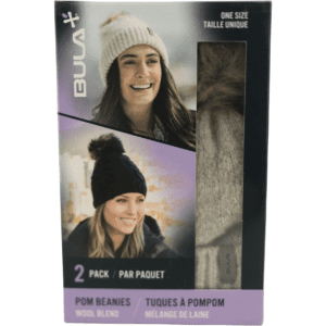 Bula Women's Winter Hat's: 2 Pack / Beige & Black / Pompom Hats