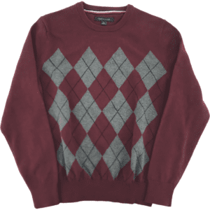 Tommy Hilfiger Men's Argyle Sweater: Burgundy / Dress Sweater / Various Sizes