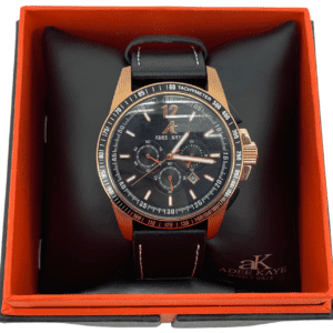 Adee Kaye Men's Wrist Watch / Black & Gold / AK7141-MRG / Chronograph Watch / Analog Display **DEALS**