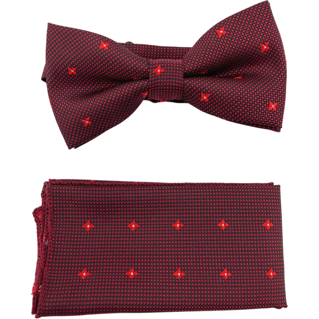Youga Men's Bow Tie and Pocket Square Set / Burgundy / Men's Accessory