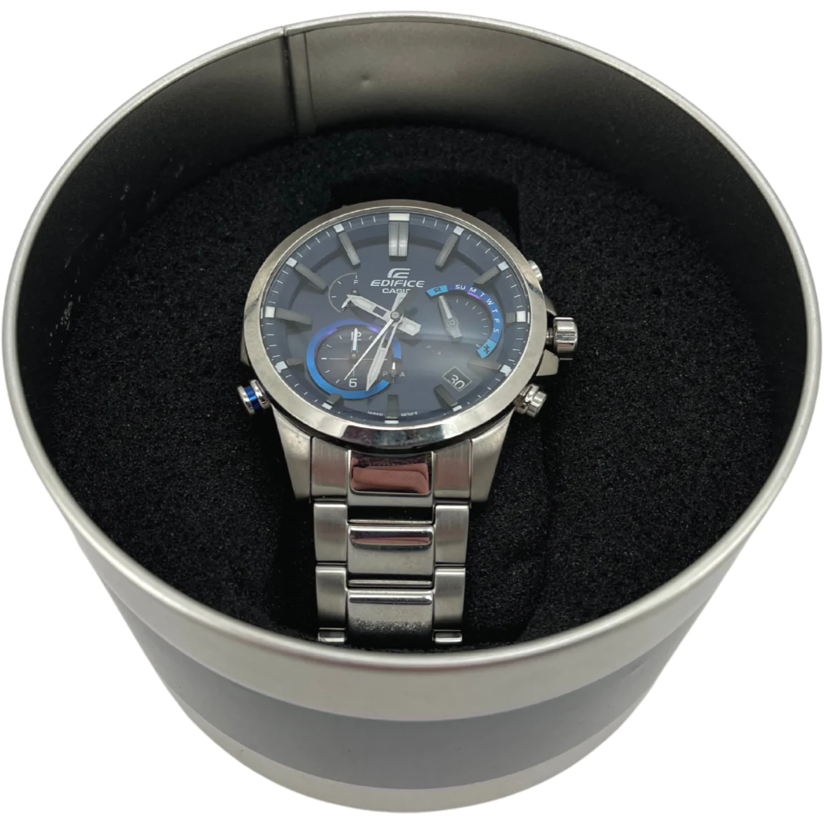 Casio Men's Wrist Watch / Edifice EQB-700-2A / Silver & Blue / Bluetooth Watch / Analog Display **DEALS**