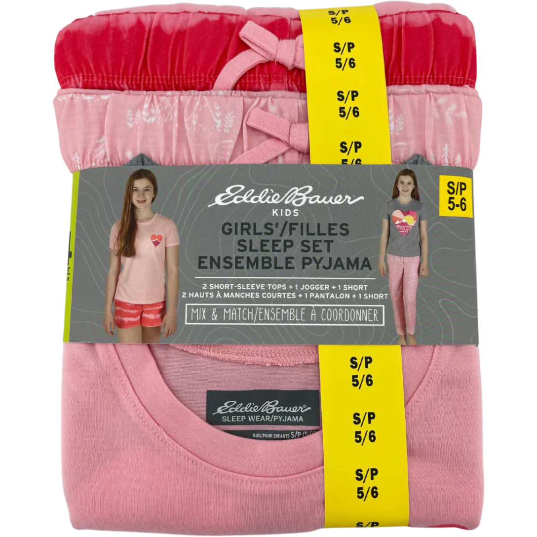Eddie Bauer Girl's Pyjama Set / 4 Piece Set / Pink / Size Small