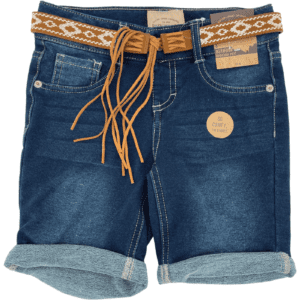 Roebuck & Co. Girl's Shorts / Bermuda Style / Denim Shorts with Brown Belt / Blue / Size 8