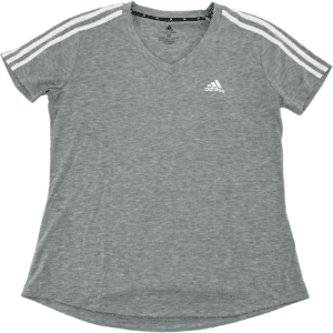 Adidas Women's T-Shirt / Classic 3 Stripes / Light Grey / Size Medium
