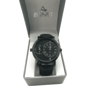 August Steiner Men's Wrist Watch / Black Leather Band / Quartz Watch **DEALS**