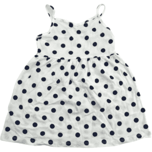 Toughskins Girl's Sleeveless Summer Dress / White with Blue Polka Dots / Various Sizes
