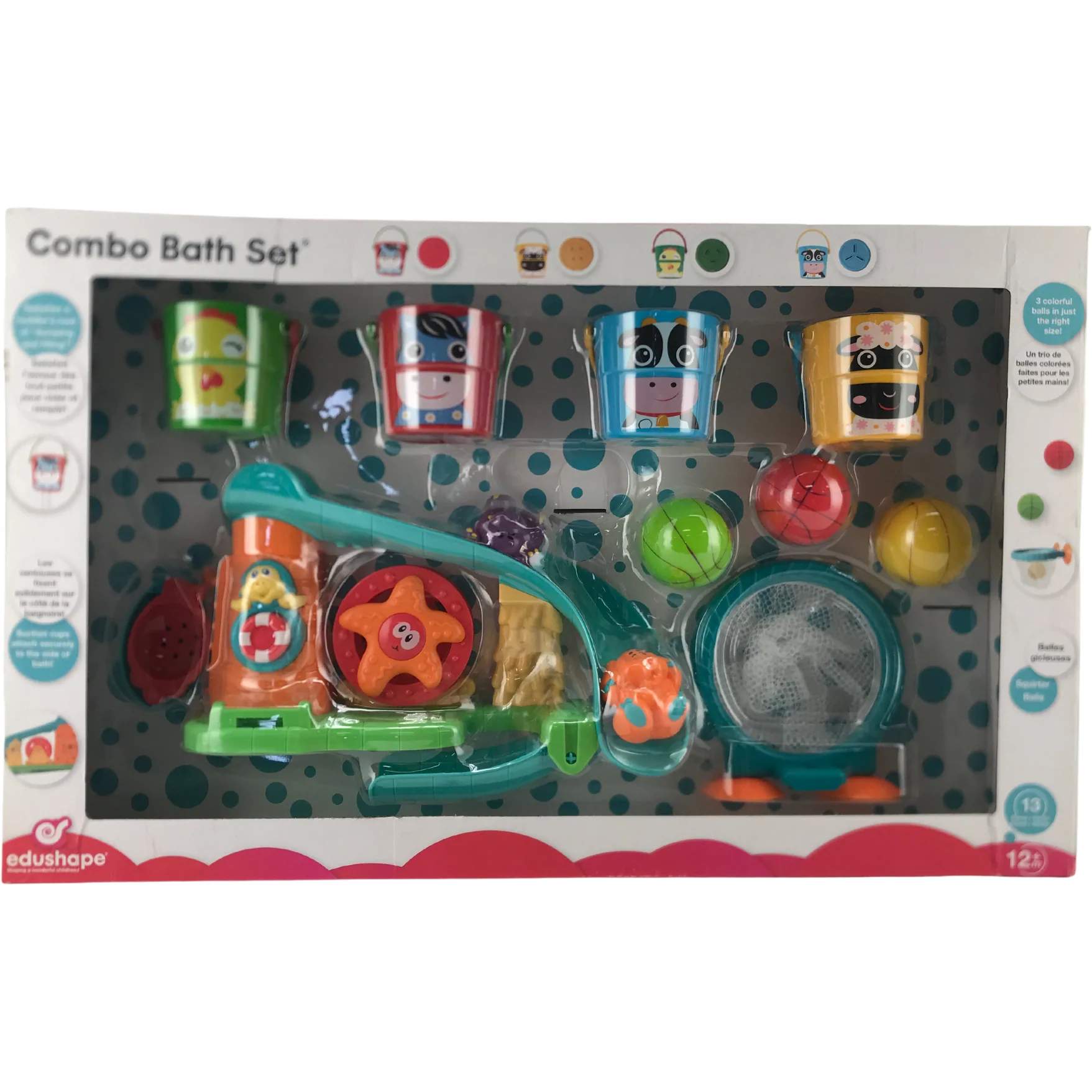 Combo Bath Set: Toddler Bath Time Toys / 13 Pieces / 12 Months+