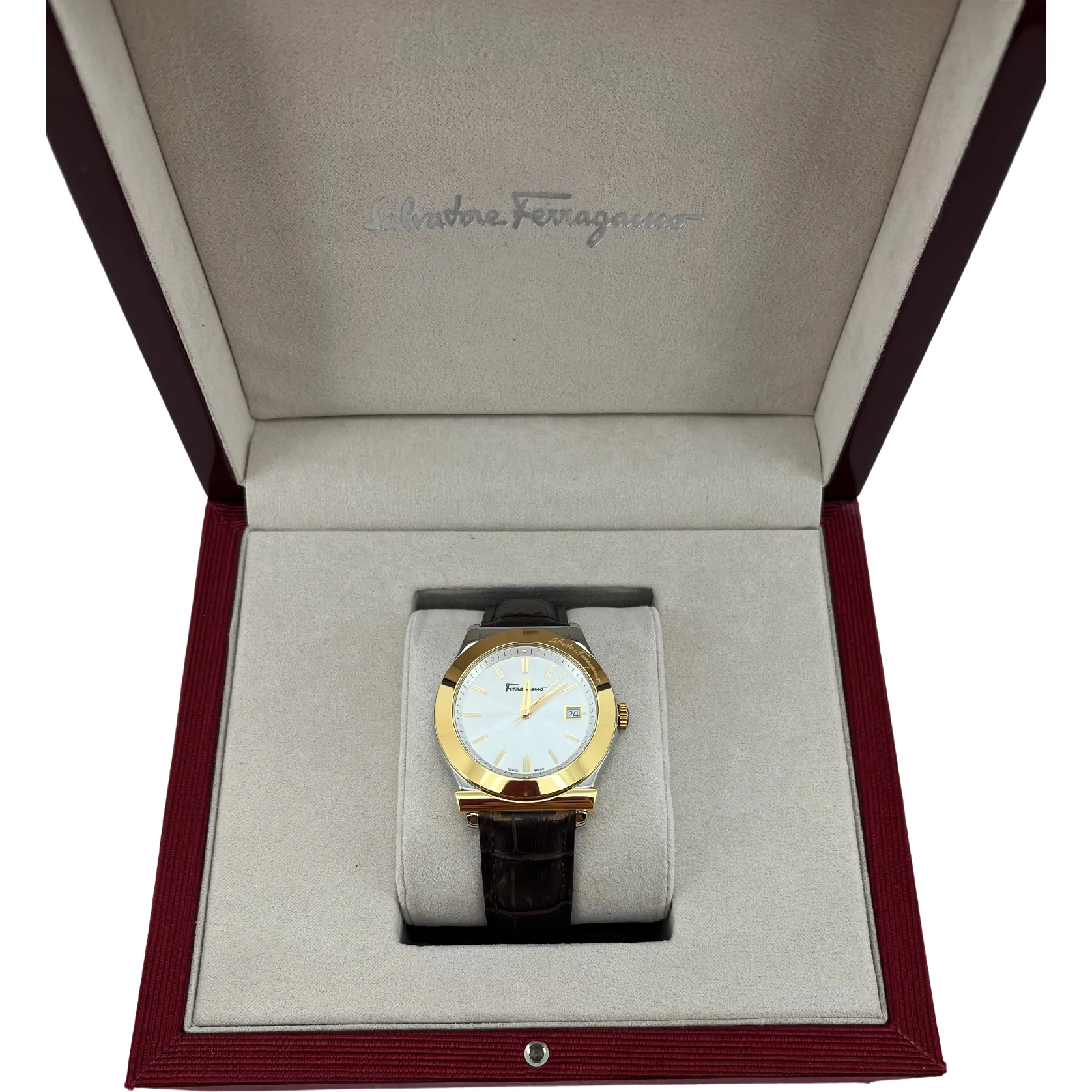 Salvatore Ferragamo Men's Watch: Firenze FF3 / Gold Case / Brown Leather