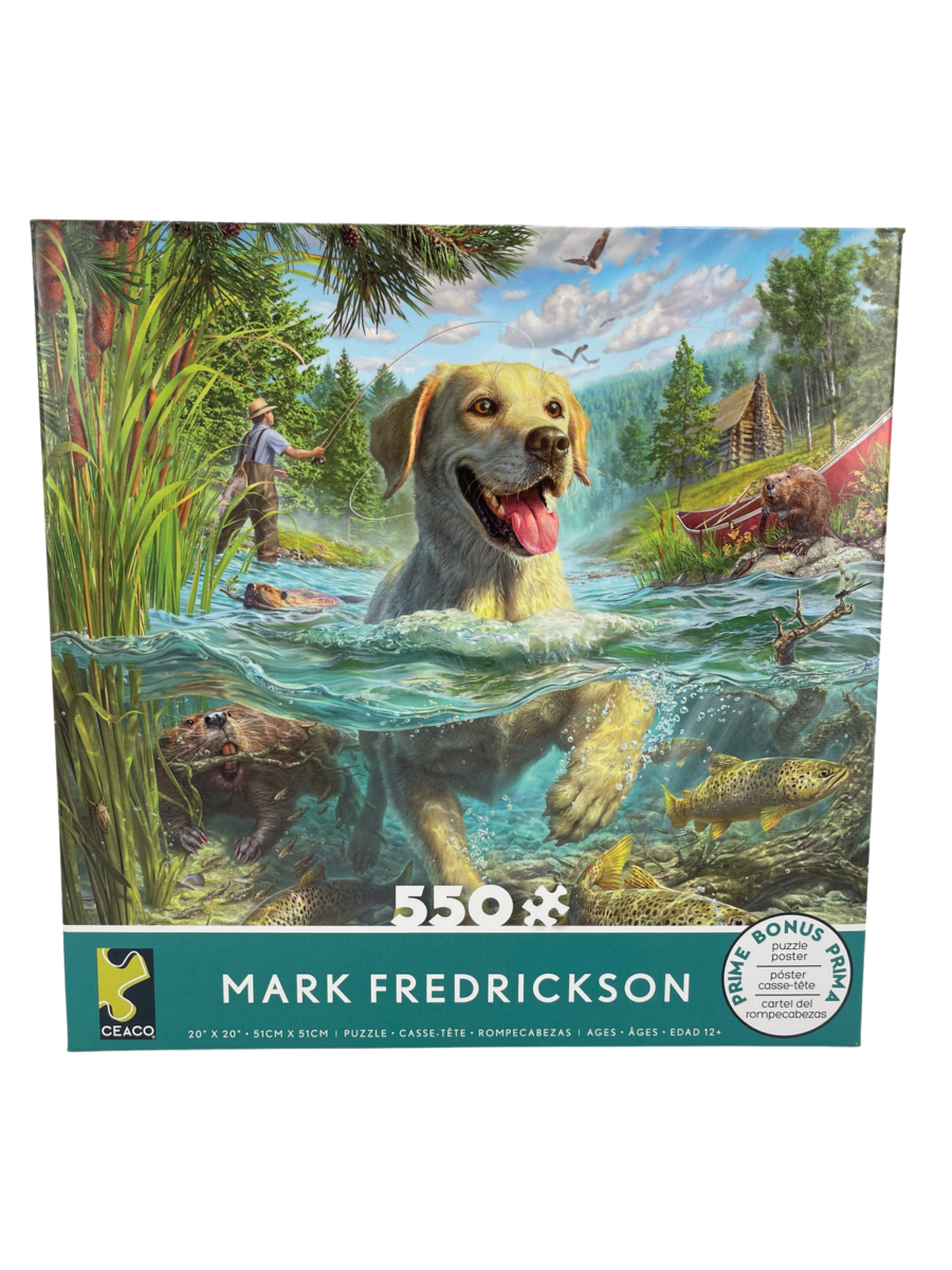 Ceaco Let's Fish! Puzzle - 550 Piece Mark Fredrickson Jigsaw With Bonus Poster