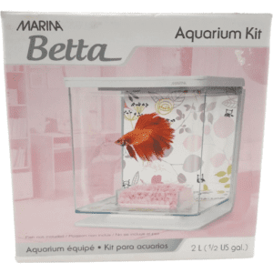 Marina Betta Aquarium Kit / 2 L Betta Fish Tank / Floral Background / White & Pink