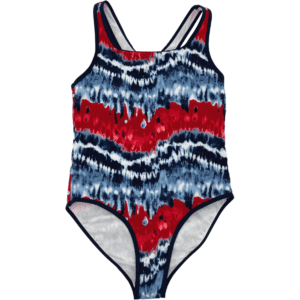 Fila Girl's One Piece Bathing Suit / Blue, Red & White / Various Sizes