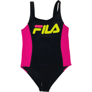 Fila Girl's One Piece Bathing Suit / Black, Pink & Yellow / Various Sizes