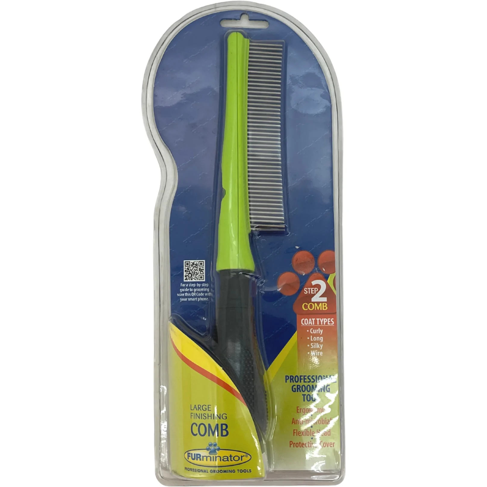 FURminator Large Finishing Comb / Step 2 Comb / Dog Grooming Tool / Green & Black