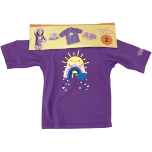 UV Skinz Girl's Swim Suit Set / Swim Trunks, Swim Top with Hat / Rainbow Theme / Purple / Size 2