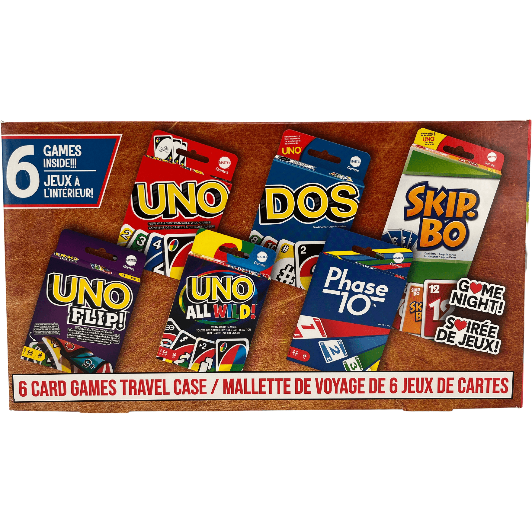 Game Night Uno Card Games: 6 Variety / Travel Case