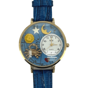Whimsical Gifts Women's Wrist Watch / Zodiac Sign Watch / Gold & Blue / Analog Display **DEALS**