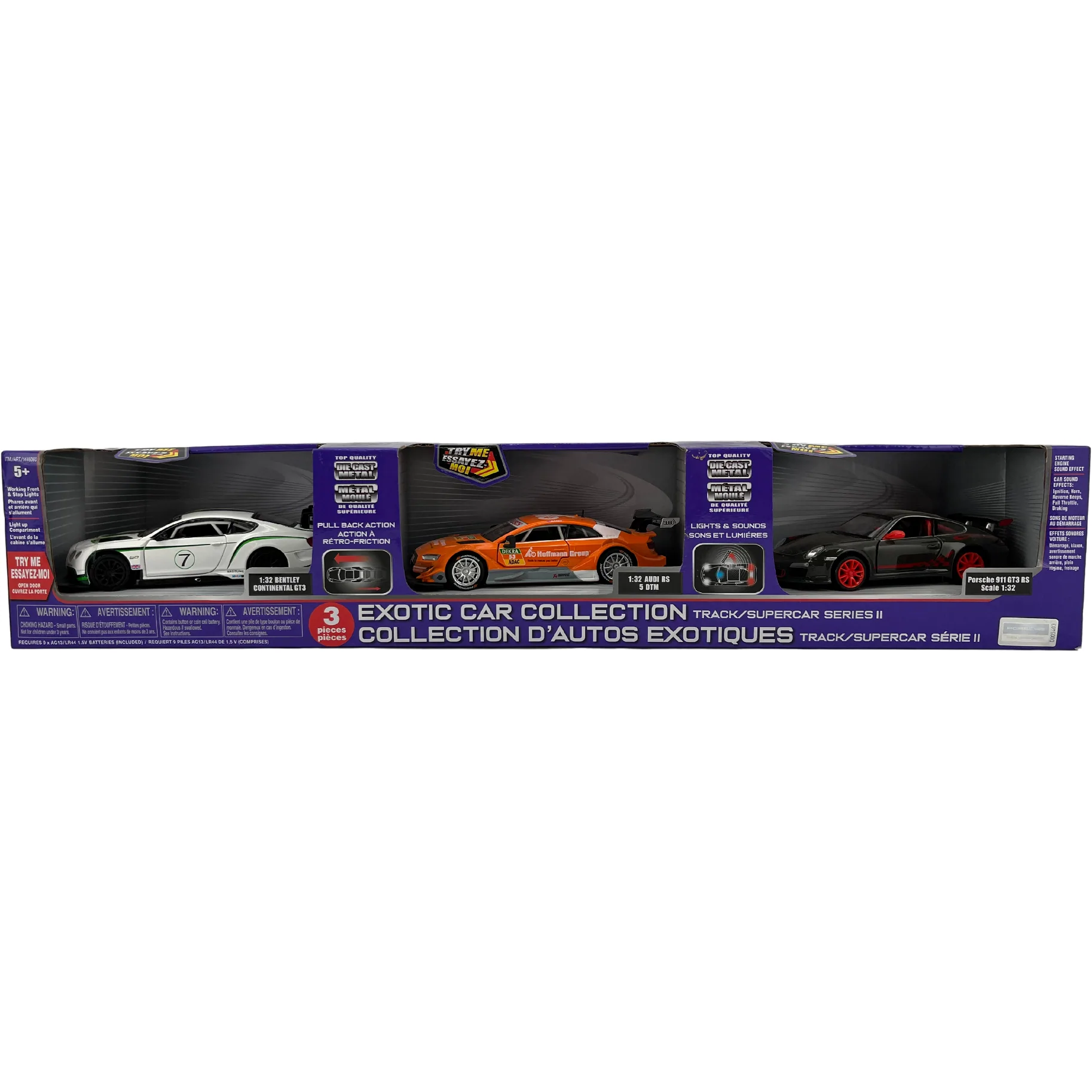 Top Quality Die Cast Metal Car Series / Exotic Cars / 3 Pack /  Light and Sound