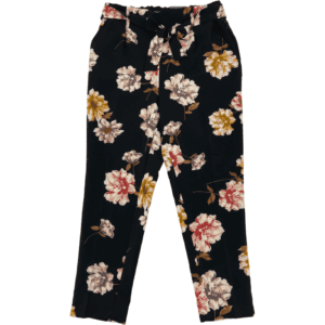One by Chapter One Women's Floral Pants / Black with Flowers / Size Small