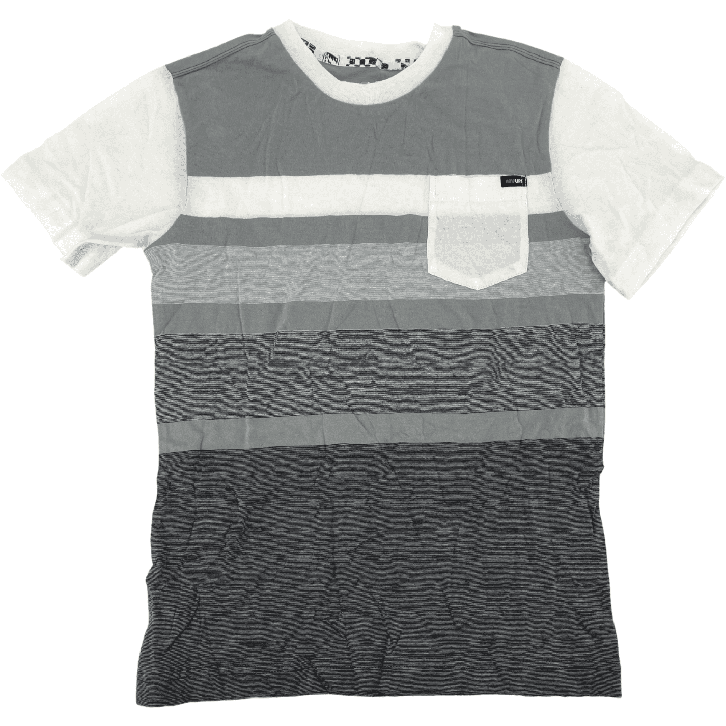 Amplify Boy's T-Shirt / Stripes / Grey & White / Size Medium