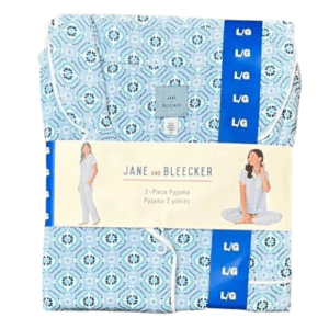 Jane and Bleecker Women's Pyjama Set / 2 Piece Set / Abstract Floral Pattern / Blue / Various Sizes