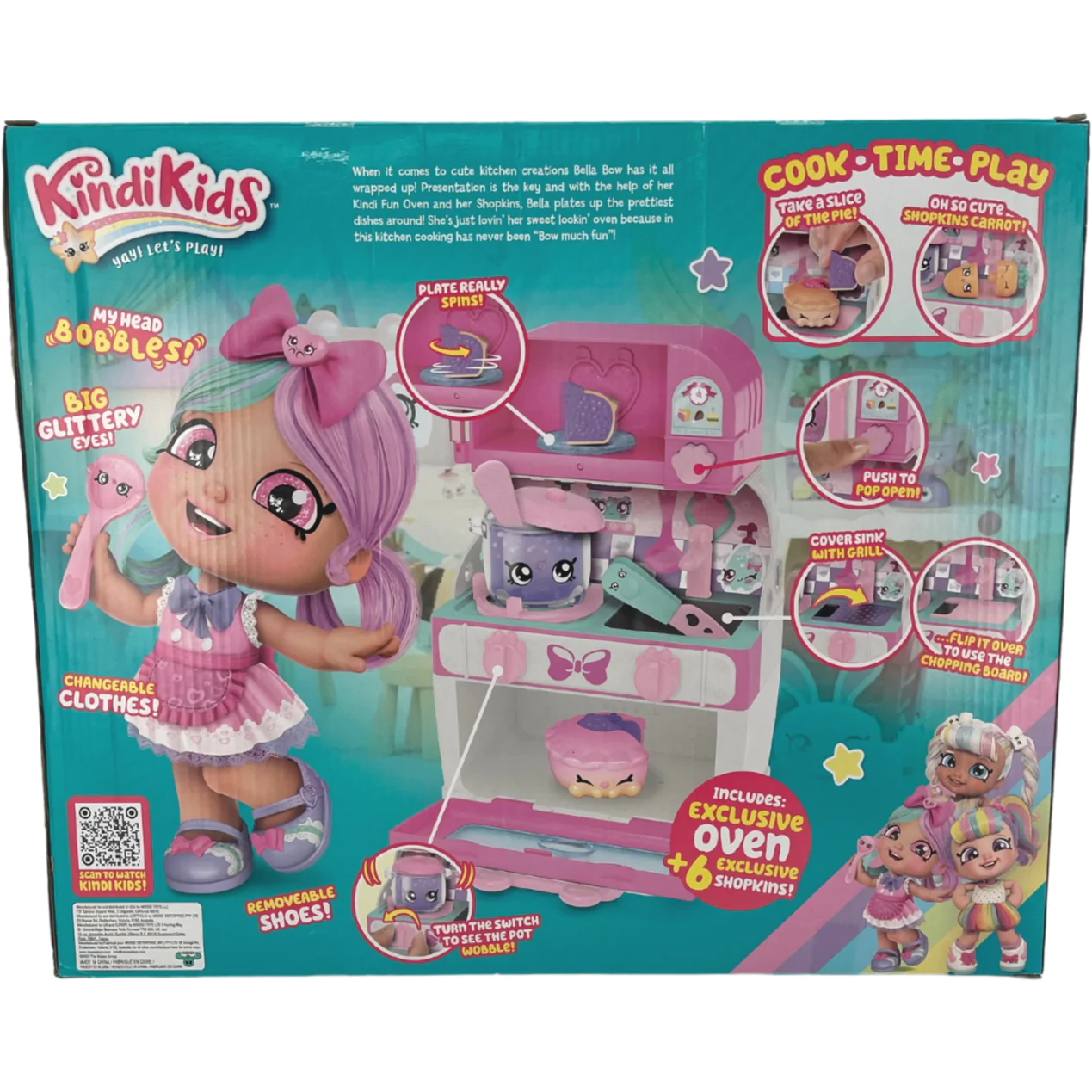 Kindi Kids Bella Bow & Kindi Fun Oven Play Set / Doll with 6 Shopkins / For  Ages 3+