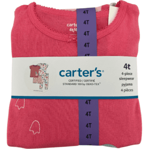 Carter's Girl's Pajama's: 4 Piece Set / Dinosaur Themed / 4T