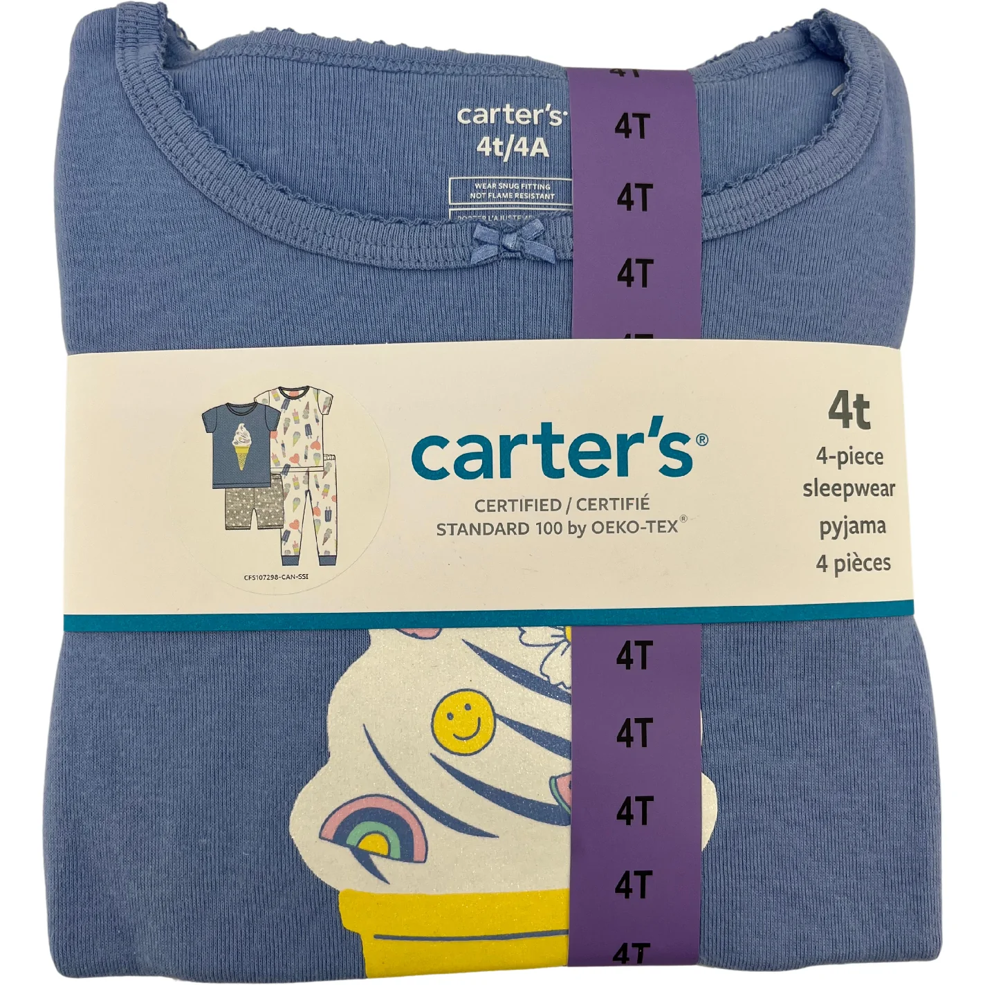Carter's Girl's Pajamas: 4 Piece Set / Sweet Treat Themed / 4T